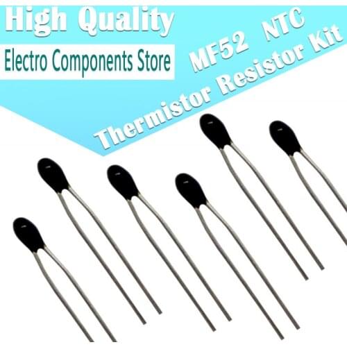 100Pcs 10value NTC Thermistor Thermal Resistor MF52 NTC-MF52AT 1K 2K 3K 4.7K 5K 10K 20K 47K 50K 100K 5% 3950B 1/2/3/4.7/K Ohm R