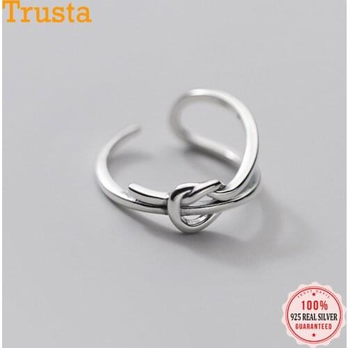 TrustDavis Real 925 Sterling Silver Fashion Sweet Double Layer Knot Opening Ring For Women Wedding Party Fine S925 Jewelry DB564