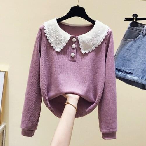 Vintage Doll Collar Oversized Hoodies & Sweatshirts Women Korean Trendy 2021 Autumn Loose Harajuku Top Long Sleeve A73