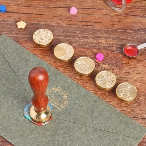 Handmade Wax Seal Stamp Fire Painting Plant Animal Pattern DIY Envelope for Crown Tree Parties Weddings Accessories