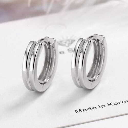 925 Sterling Silver Double Layer Round Charm Stud Earring For Women Girls Party Punk Jewelry Pendientes Accessories eh040