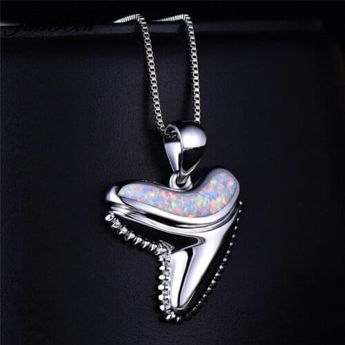 Boho Female Fish Tail Pendants Necklaces Blue White Fire Opal Choker Necklace Fashion silver color Wedding Jewelry