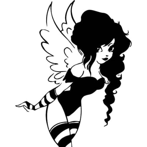 10.7*13.5CM Cute Clever Smart Angel Girl Black/Silver Fashion Nice Design Car Sticker Vinyl Decal Zero Defect C20-0570