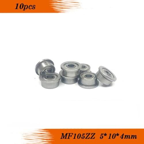 10pcs/Lot MF105ZZ MF105 ZZ 5x10x4mm ABEC-1 Miniature Flange Bearing Thin Wall Deep Groove Ball Radial Ball Bearing