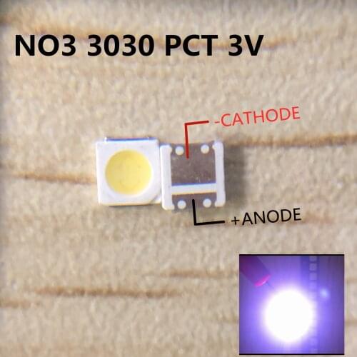 100PCS For lextar LED Backlight 1W 3030 3V Cool white 80-90LM TV Application new Lextar PCT led 3v