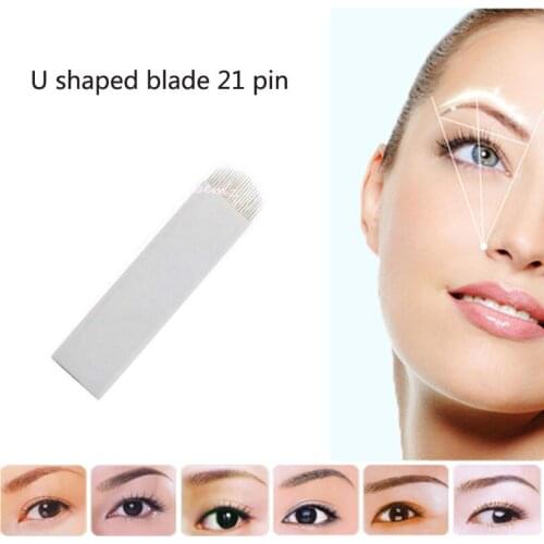 100pcs per lot 21 Pins Tattoo Needle for Eyebrow Tattoo or Lip Makeup free shipping Agujas Para Tatuajes U Shape