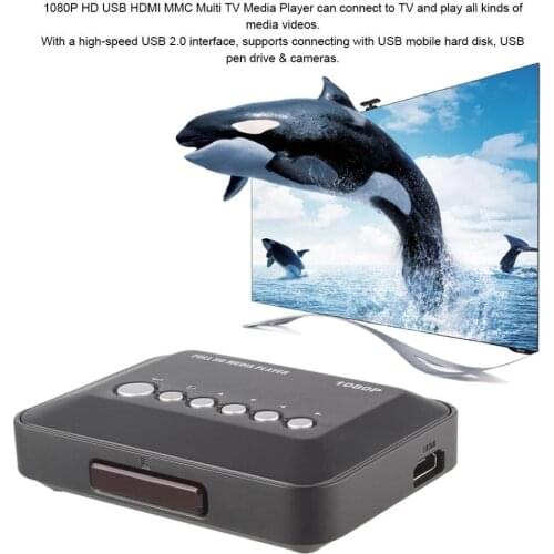 USB 2.0 1080P HD SD/MMC TV Videos SD MMC RMVB MP3 5V 2A Multi TV USB HDMI-compatible Media Player Box with IR Remote Controller