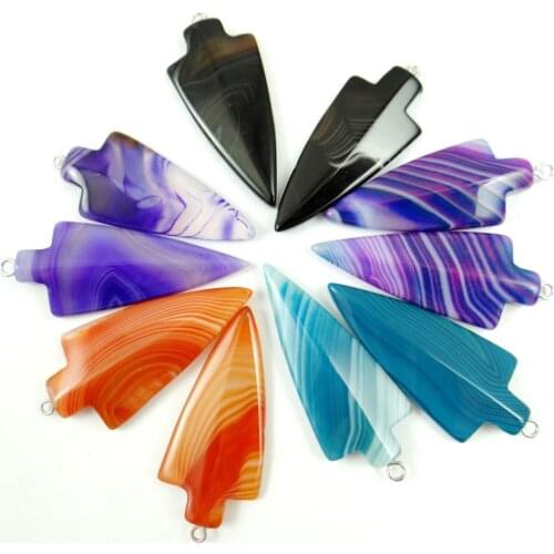 Natural stone Quartz Crystal tiger eye Opal Turquoises Arrow shape Pendant for diy Jewelry making necklace Accessories 12pcs