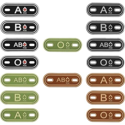 2 PCs PVC Blood Type group tag A+ B+ AB+ O+ Positive Patch Badges A B AB O POS Tactical Patch for Bag Shoelace Zipper