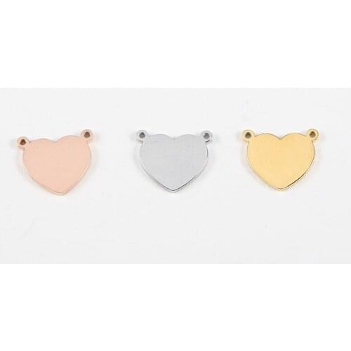 20pcs/Lot Real Stainless Steel Mirror Polished Heart Small Charm Connector for DIY Making Necklace Bracelet