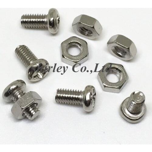 500PCS M3 Stainless Steel Cross Recessed Pan Head Screws With Nut Phillips Screws Set M3*5mm 250 Sets