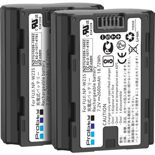 Probty 2600mAh NP-W235 Batteries for Fujifilm Fuji X-T4 Camera NPW235 Camera Battery