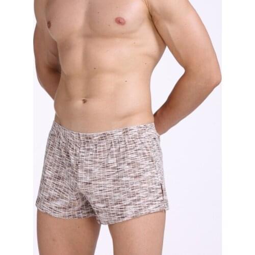 Summer Men comfortable Loose boxer Underwear Men cotton side slit Boxers Fashion home underpants pouch inside
