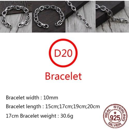 D20 S925 sterling silver bracelet personality retro simple wild shape circle letter jewelry punk hip-hop style new hot