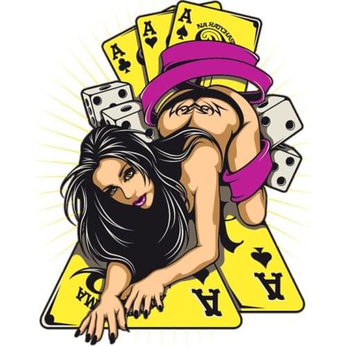 Dawasaru Poker and Sexy Woman Game Car Sticker Personality Decal Laptop Motorcycles Auto Accessories Decoration PVC,15cm*11cm