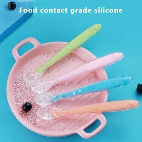 Baby Soft Silicone Spoon Candy Color Temperature Sensing Spoon Children Food Baby Feeding Tools Hot Sale