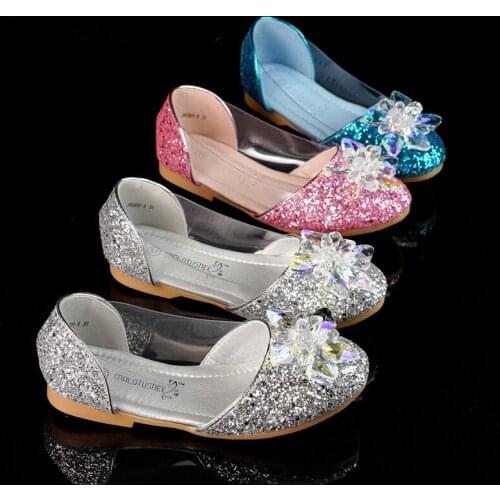 Children Rhinestone Glitter Kids Girls leather Shoes Princess Girls Sandals Toddler Big Girls Wedding Party Shoes