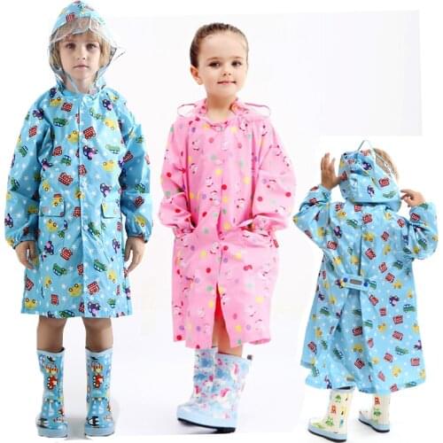 Cartoon Children Raincoat Outdoors Hooded Kindergarten Boys Kids Impermeable Poncho Schoolbag Rain Coat for Children