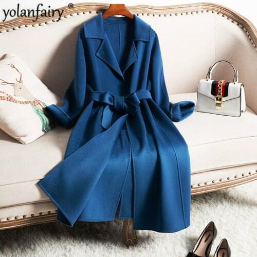 Long Coat Female Jacket 100% Wool Coat Women Clothes Spring Autumn Fashion Elegant Ladies Coats Double-sided overcoat MRT902 KJ