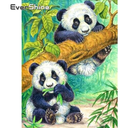 EverShine 5D DIY Diamond Painting Panda Cross Stitch Diamond Mosaic Animals Picture Rhinestones Bead Embroidery Home Decor
