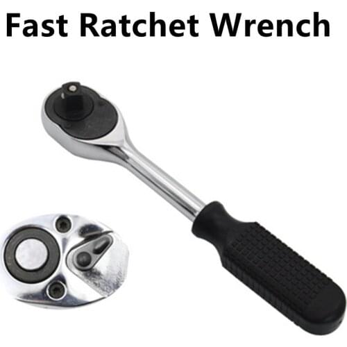 Square 45 Teeth Two-Way Adjustable 1/2 Auto Repair Wrench Fast Ratchet Wrench Hand Tool Chrome Vanadium Steel Quick Release