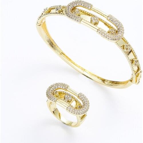 2021 Jul hot selling 14k gold accessories a set of jewelry set for women luxuy bangle ring copper high quality jewelry set