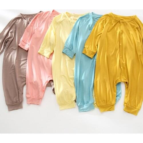 Korean Style Infant Baby Boys Girls Jumpsuit Cotton Long Sleeve Solid Color Pajamas One Piece Outfit Toddler Baby Girl Romper
