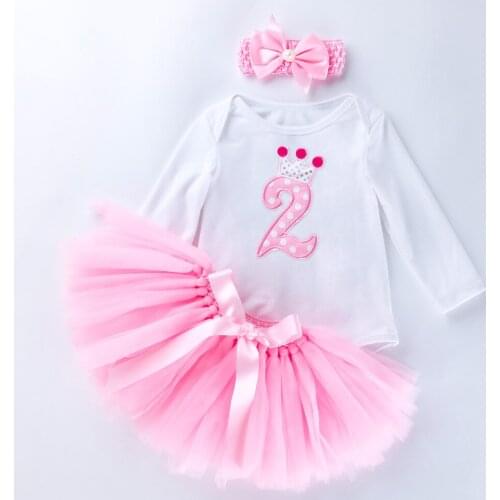 Baby Girl 2 Years Old Birthday Clothes Sets Romper Bodysuit Tutu Skirt Headband 0-24M Newborn Infant Toddler Party Outfits