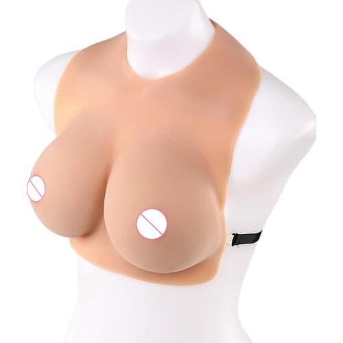 Round Neck Hanging Fake Breast Backless Section Half Body Solid False Chest C cup 1300g Silicone Fake Boob Shemale Crossdresser