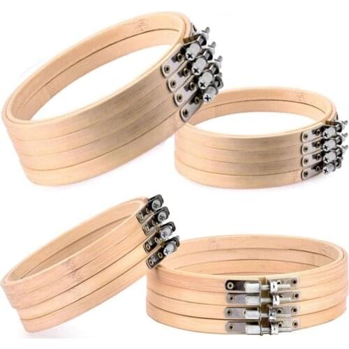 LMDZ 16pcs 4 Sizes Embroidery Hoop Frame Set Bamboo Circle DIY Needlecraft Cross Stitch Hoop Ring Household Sewing Tools