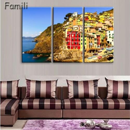 Fashion Canvas Painting Wall Art Print 3 Panel Famous Building Italy Building Landscape Home Decor Picture For Living Room,poste