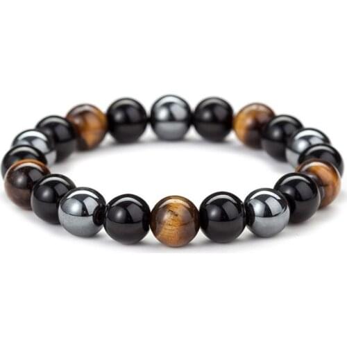 Bracelets for Men Jewelry 2021 Fashion Jewellery Tiger Eye Stone Beaded Couple Bangle European and American Wholesale Hand Chain