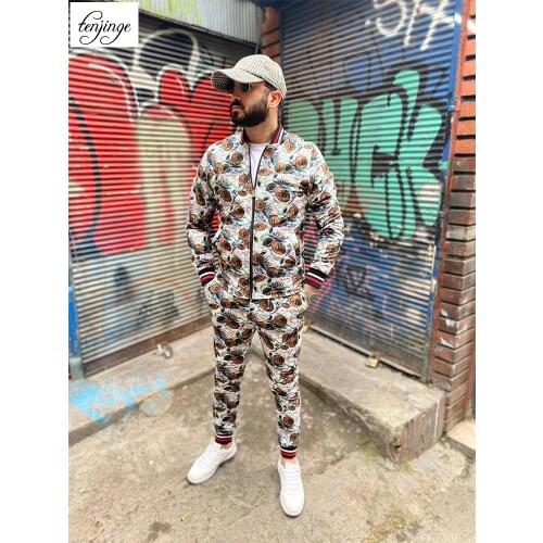 2021 New Mens sets Sports Jackets Men Tracksuit Sets Plaid Men Training Zipper Running suit Autumn Tracksuit Set Male Sweatshirt