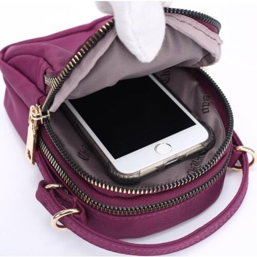 Womens New Solid Color Mini Nylon Waterproof Shoulder Bag Fashion Handbags Lightweight Casual Simple Style Purse Crossbody Bag