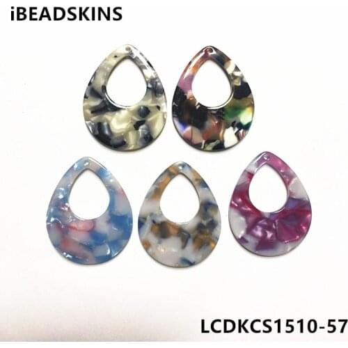 New arrival! 37x29mm 50pcs/lot acetic acid imitate marble texture drop-shape charm for earring/Jewelry DIY(As shown)