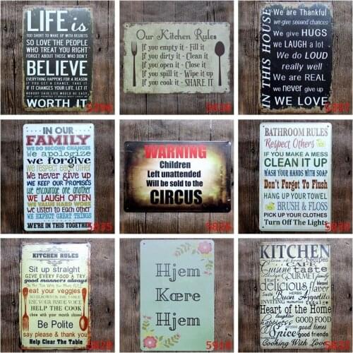 New Metal Signs Decorative Painting Romantic English Poetry"life Simple" Hotel Coffee Shop Ktv Decration Vintage Tin Sign
