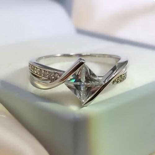 New Sterling Silver 925 Twisted Halo Diamond Cut Engagement Ring Exquisite Jewelry Hot Sale