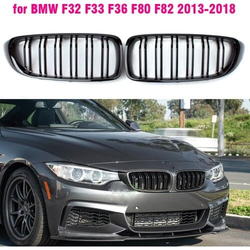 Front Grill Grilles Kidney Grill Replacement for BMW 4 Series F32 F33 F36 F80 F82 Double Slat M4 Sport Style Bright Black