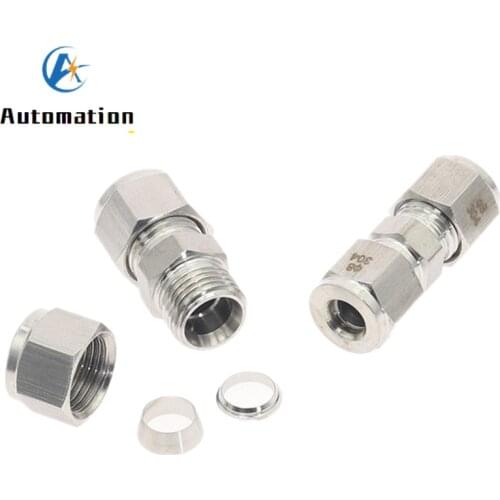 3 4 6 8 10 12mm 1/8" 1/4" 3/8" 1/2" OD Pipe 304 SS Stainless Steel Double Ferrule Tube Fitting Connector