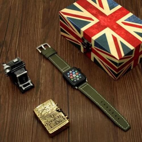 For Apple Watch Series 4 Canvas+Leather Watch Band Accessories Parts Wrist Strap Bracelet For Apple Watch 1 2 3 Bands 38mm 42mm