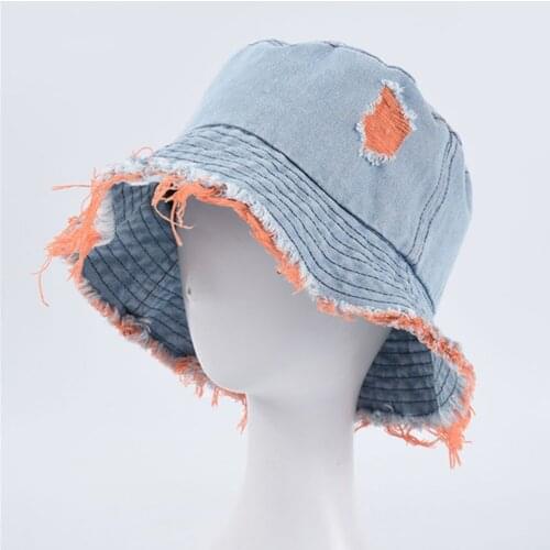 Cowboy hat female color hole fisherman hat male leisure bucket hat fringed basin hat tide couple sunscreen sun hat