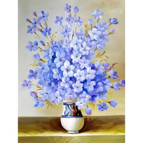 Blue Flower Vase Diamond Painting Full Round Still Life New DIY Sticking Drill Cross Embroidery 5D Simple Home Decoration