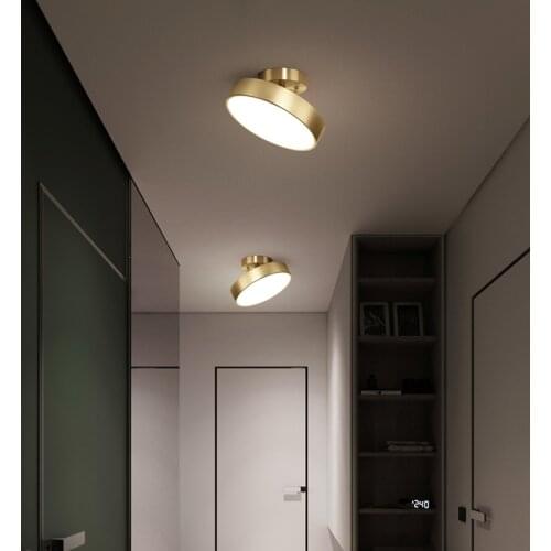 Led Ceiling Lights For Bedroom Living Dining Room Aisle Lamps Corridor Balcony Round Copper Golden Home Decoration Fixture