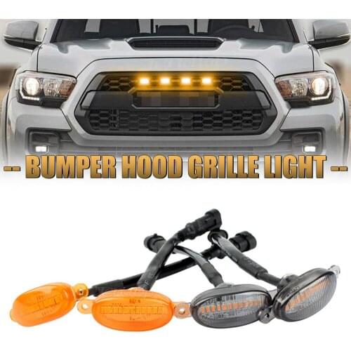 Tendtop Side Lights Warning Signal Grille Lamp Flashing Universal Car With Wire ABS Plastic Front Raptor Strobe Style