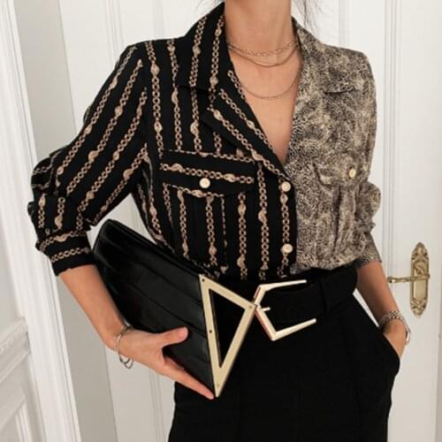 RUGOD 2021 spring fashion pattern asymmetrical extravagant long-sleeved shirt