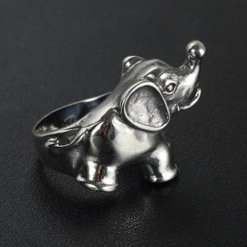 Vinatge Elephant Rings For Men And Women Cool 316L Stainless Steel Punk Biker Ring Fashion Ferocious Animal Jewelry