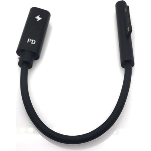 USB Type C PD Charging Cable for Microsoft Surface Pro 3 4 5 6 Go Book 15V PD Power Adapter Converter Laptop Charger Cord