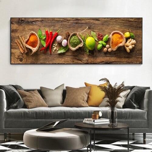 Grains Spices Spoon Peppers Kitchen Canvas Painting Cuadros Scandinavian Posters and Prints Wall Art Food Picture Living Room