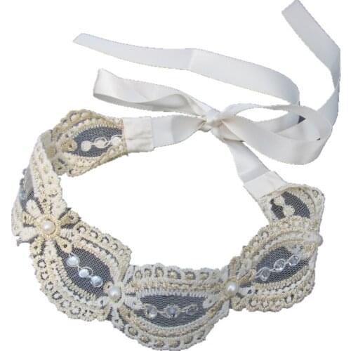 2021fashion new handmade gems pearl elegant lace headband Elastic hairbands headwear korea style fashion accessories