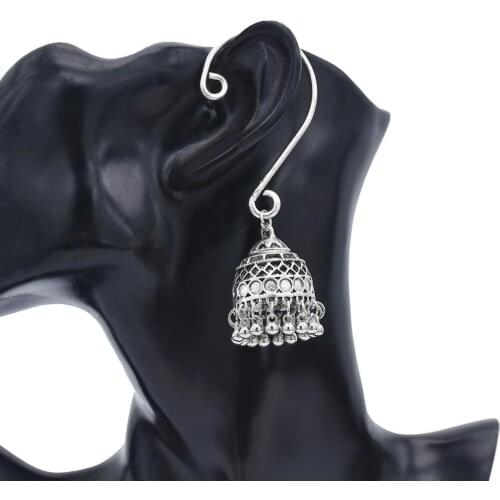 Afghan Vintage Silver Color Metal Drop Earring Women No Piercing Clip on Earring Birdcage orecchini Gypsy Tribal Party Jewelry